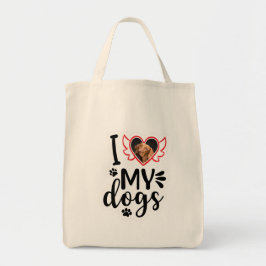 Gepersonaliseerd Ik hou van mijn hond foto T-shirt Tote Bag