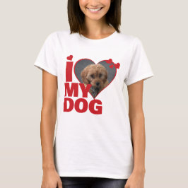 Gepersonaliseerd Ik hou van mijn hond Hartfoto T-shirt