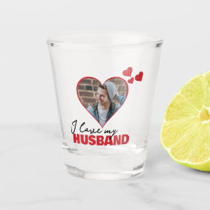 Gepersonaliseerd Ik hou van mijn man Hartfoto Shot Glas