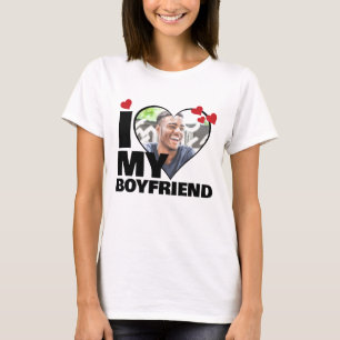 Gepersonaliseerd Ik hou van mijn vriendje Hartfoto T-shirt