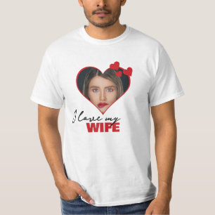 Gepersonaliseerd Ik hou van mijn vrouw hartfoto T-shirt