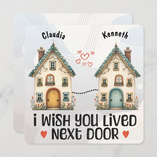 Gepersonaliseerd Ik wou dat je naast de deur cadea Kaart (Voorkant / Achterkant)