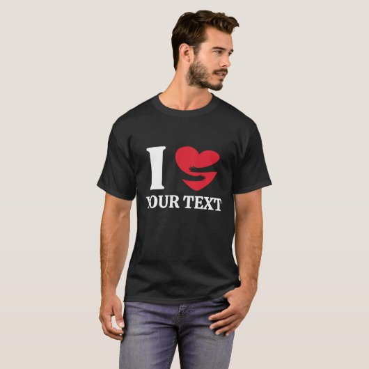 Gepersonaliseerd in hart aangepaste tekst, maak je t-shirt (Voorkant volledig)