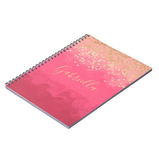 Gepersonaliseerd in roze met goud notitieboek (Linkerzijde)