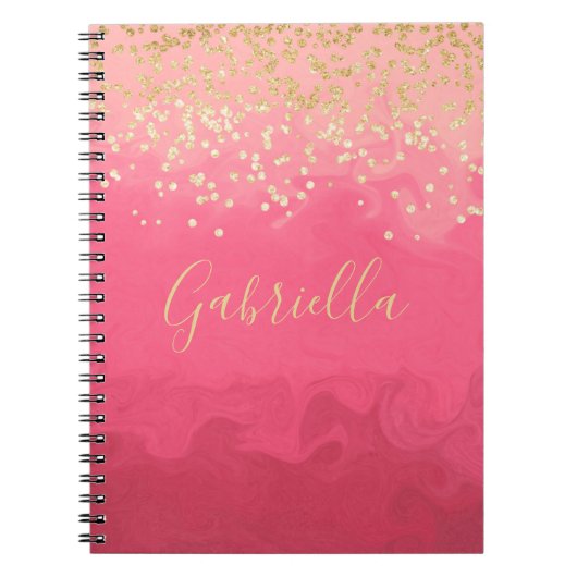 Gepersonaliseerd in roze met goud notitieboek (Voorkant)