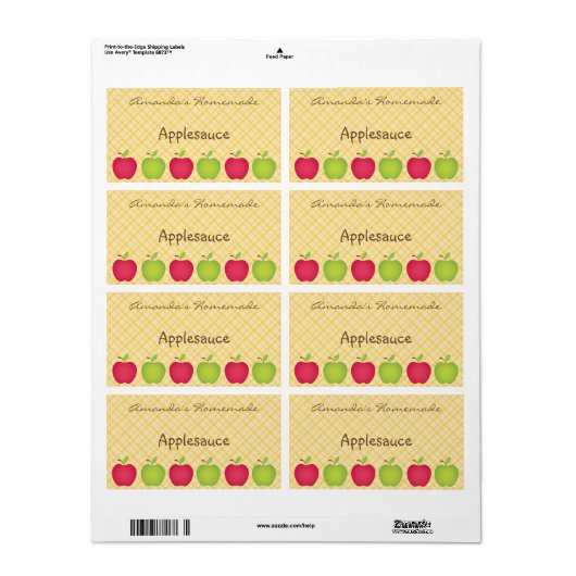 Gepersonaliseerd inbliklabel met een Apple-thema Etiket (Full Sheet)