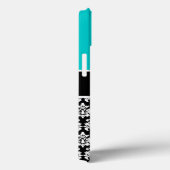 Gepersonaliseerd Initiaal Aqua Black Damaspatroon Case-Mate iPhone Case (Achterkant / Rechts)