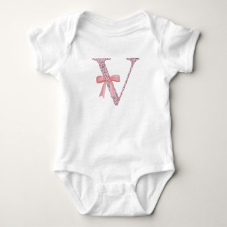 Gepersonaliseerd Initiaal Baby Meisje "V" Romper