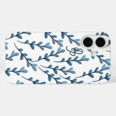 Gepersonaliseerd Initiaal Blauw blad Waterverf Pat Case-Mate iPhone Case (Achterkant (horizontaal))