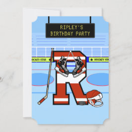 Gepersonaliseerd Initiaal letter R Ice Hockey Kaart