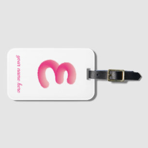 gepersonaliseerd initiaal met furry roze E-monogra Bagagelabel