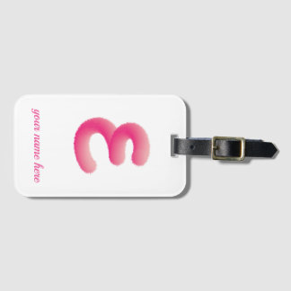 gepersonaliseerd initiaal met furry roze E-monogra Bagagelabel
