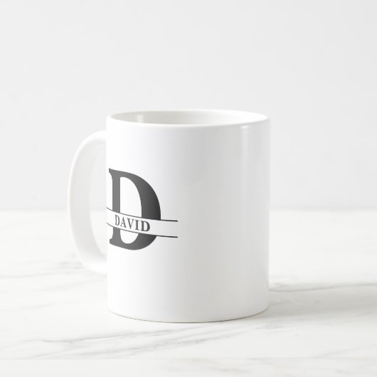 Gepersonaliseerd Initiaal & Naam Grijs Satijn Mok  (Voorkant links)