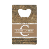 Gepersonaliseerd initiaal: rustige faux-bruin kredietkaart flessenopener (Voorkant)