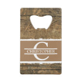 Gepersonaliseerd initiaal: rustige faux-bruin kredietkaart flessenopener (Achterkant)