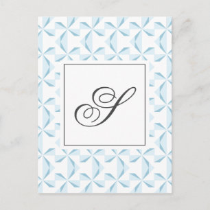 Gepersonaliseerd Initiaal Sky Blue Pinwheels Briefkaart