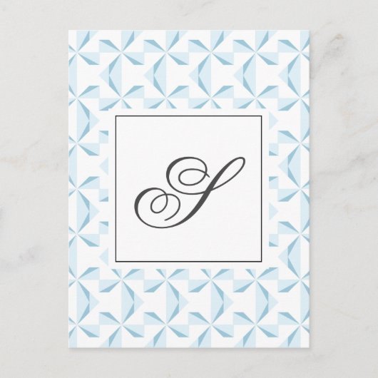 Gepersonaliseerd Initiaal Sky Blue Pinwheels Briefkaart (Voorkant)