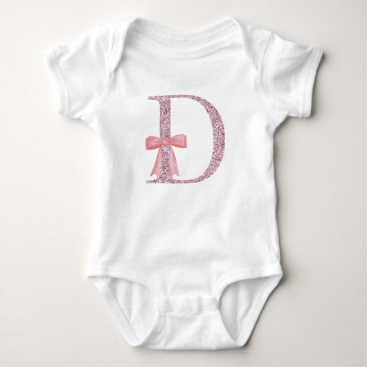 Gepersonaliseerd Initiaal voor baby meisje "D" Romper (Voorkant)
