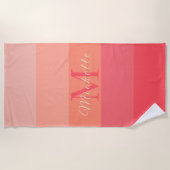 Gepersonaliseerd Initialen Monogram Perzik Kleuren Strandlaken (Voorkant)