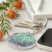Gepersonaliseerd Iridescent Beauful Natural Abalon Sleutelhanger (Voorkant Rechts)