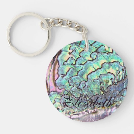 Gepersonaliseerd Iridescent Beauful Natural Abalon Sleutelhanger (Voorkant)