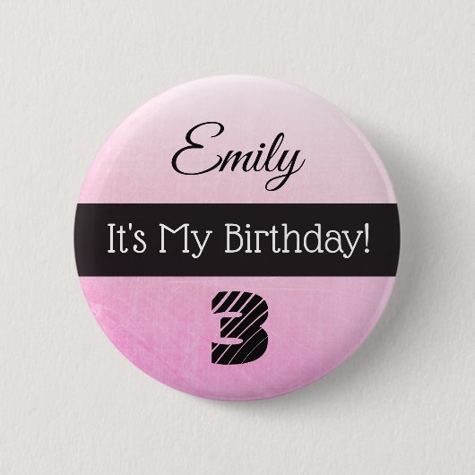 Gepersonaliseerd is de Button van My Birthday Pink (Voorkant)