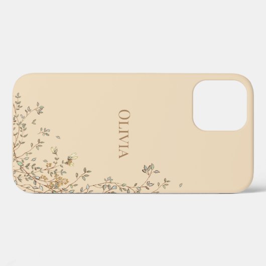 Gepersonaliseerd Ivory Modern Simple Greenery Case-Mate iPhone Case (Achterkant (horizontaal))