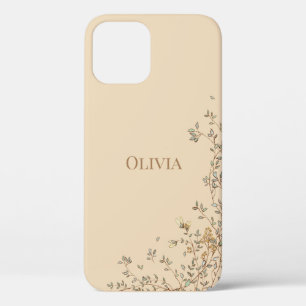 Gepersonaliseerd Ivory Modern Simple Greenery iPhone 12 Pro Hoesje