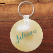 Gepersonaliseerd Ivory White Pearl Sleutelhanger (Voorkant)