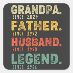 Gepersonaliseerd Jaar Opa Vader Echtgenoot Legende Vierkante Sticker