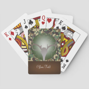 Gepersonaliseerd jachtthema Deer Antlers Green Cam Pokerkaarten