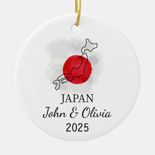 Gepersonaliseerd Japans Ornament, Japans Vlag Cade Keramisch Ornament (Voorkant)