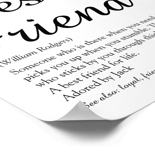 Gepersonaliseerd 'Je Beste Vriend Definitie Script Poster (Hoek)