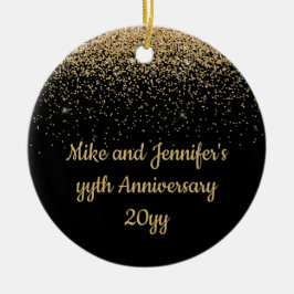 Gepersonaliseerd Jubileum Gift Black Gold Cadeau Keramisch Ornament