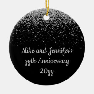 Gepersonaliseerd Jubileum Gift Black Silver Cadeau Keramisch Ornament