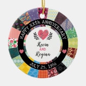 Gepersonaliseerd Jubileum, patchwork Quilt Pattern Keramisch Ornament (Voorkant)