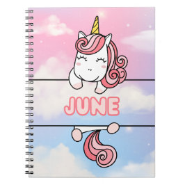 Gepersonaliseerd June Unicorn Girlie Notitieboek