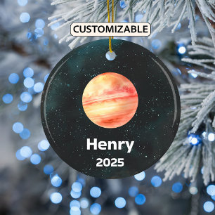 Gepersonaliseerd Jupiter Ornament, Zonnestelsel Keramisch Ornament