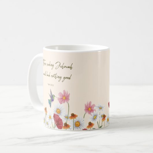 Gepersonaliseerd JW-jaartekst 2022 - Mok vogelbloe (Voorkant links)