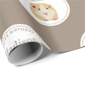 Gepersonaliseerd kaarshamster Pattern Birthday Par Cadeaupapier (Rol Hoek)