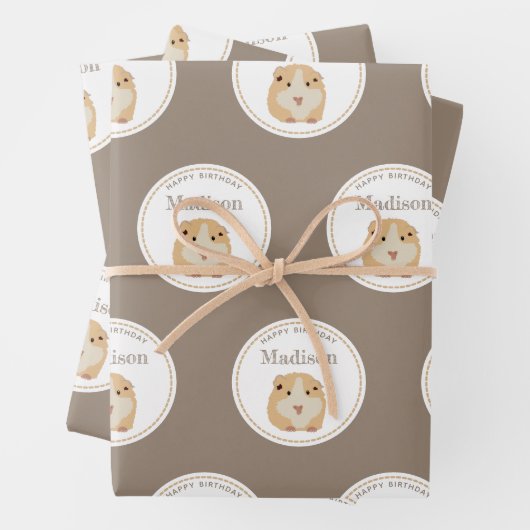 Gepersonaliseerd kaarshamster Pattern Birthday Par Inpakpapier Vel (In situ)