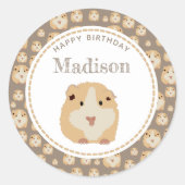 Gepersonaliseerd kaarshamster Pattern Birthday Par Ronde Sticker (Voorkant)