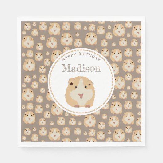Gepersonaliseerd kaarshamster Pattern Birthday Par Servet (Voorkant)