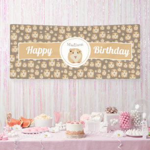 Gepersonaliseerd kaarshamster Pattern Birthday Par Spandoek