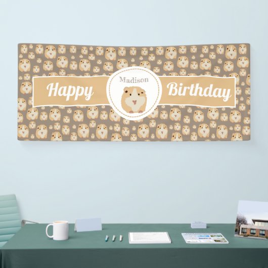 Gepersonaliseerd kaarshamster Pattern Birthday Par Spandoek (Beurs)