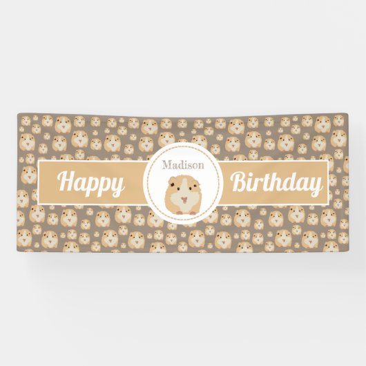 Gepersonaliseerd kaarshamster Pattern Birthday Par Spandoek (Horizontaal)