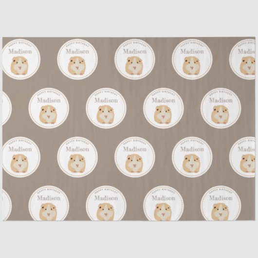 Gepersonaliseerd kaarshamster Pattern Birthday Par Tissuepapier (Voorkant)