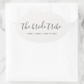 Gepersonaliseerd kalligrafie De bruidstribe bruilo Ovale Sticker (Tas)