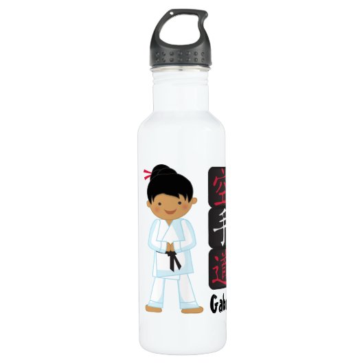 Gepersonaliseerd Karate Girl Waterfles (Voorkant)