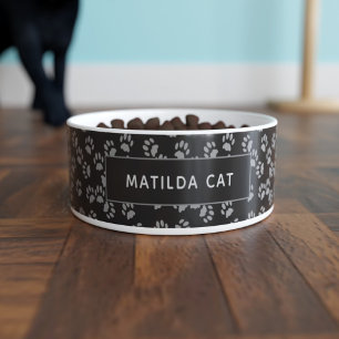 Gepersonaliseerd Kat poetst zwarte cat Bowl Voerbakje